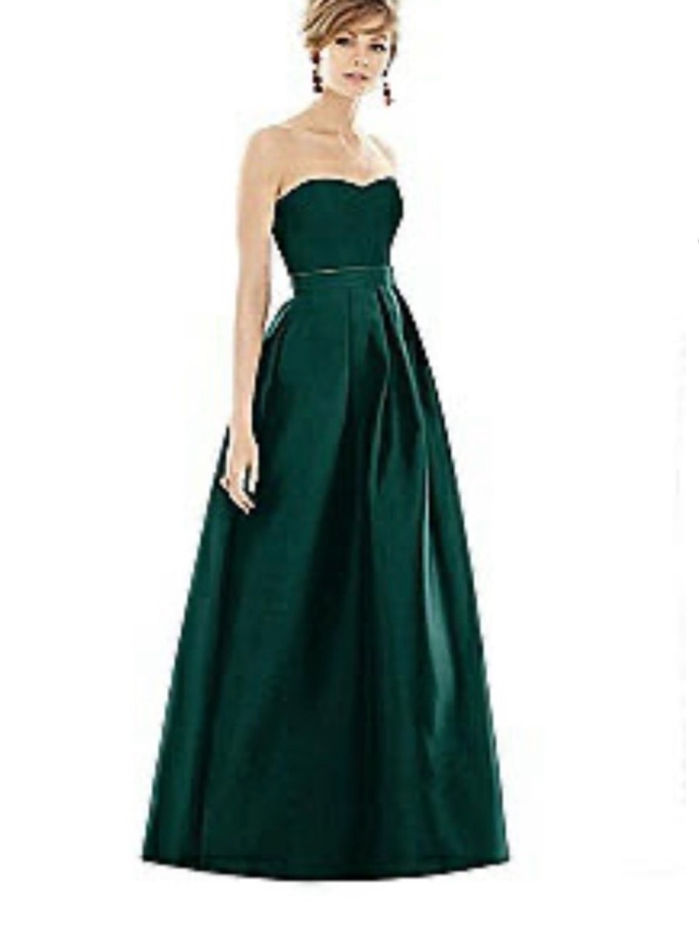 ALFRED SUNG Strapless Deep Emerald Green Ball Gown